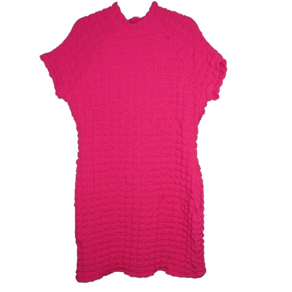 Planet Gold Women's Pink Bubble Texture Mock Neck Bodycon Dress Plus 3XL 20-22 - Picture 9 of 14